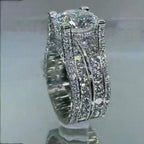 Luxury Triple Band Silver CZ Copper Anti Tarnish Solitaire Ring Bulk