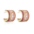 Designer Chunky Huggie Hoop Gold Plated CZ Crystal Copper Earrings Bulk