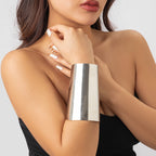 Glossy 18K Gold Silver Wide Cuff Bracelet For Women Bulk