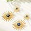 Dual Sun Flower Evil Eye 18K Gold Dangler Earring For Women Bulk