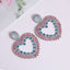 Heart Silver Pink Blue Crystal Cubic Zirconia Dangler Earring Bulk