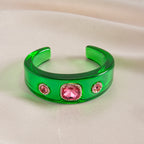 Multi Color Statement Chunky Gold Rhinestone Resin Bangle For Women Bulk