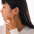 Studded 18K Gold Rhinestone Ear Cuff Earring Combo Pack Of 3 Bulk