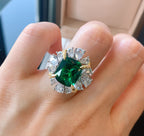 Cushion Drop Green Solitaire Silver Anti Tarnish Free Size Ring Bulk