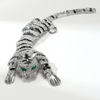Premium Tiger Design Gold Silver CZ Copper Anti Tarnish Brooch Bulk