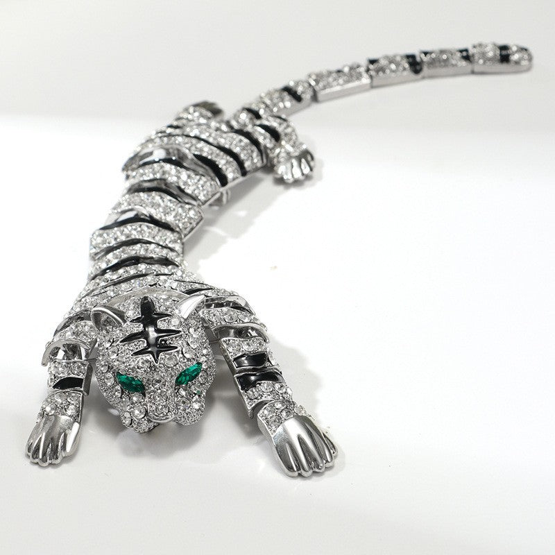 Premium Tiger Design Gold Silver CZ Copper Anti Tarnish Brooch Bulk