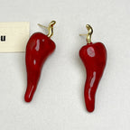 Chilli 18K Gold Red Enamel Dangler Earring For Women Bulk
