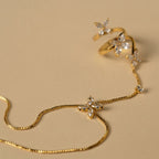 Flower Solitaire Gold Silver Anti Tarnish Box Chain Bracelet Joint Ring For Women