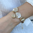 Shell Multi Gemstone Beads 18K Gold Anti Tarnish Bracelet Women Bulk