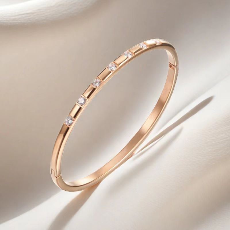 Bulk Square Shape Stone Rose Gold CZ Stainless Steel Cuff & Kada