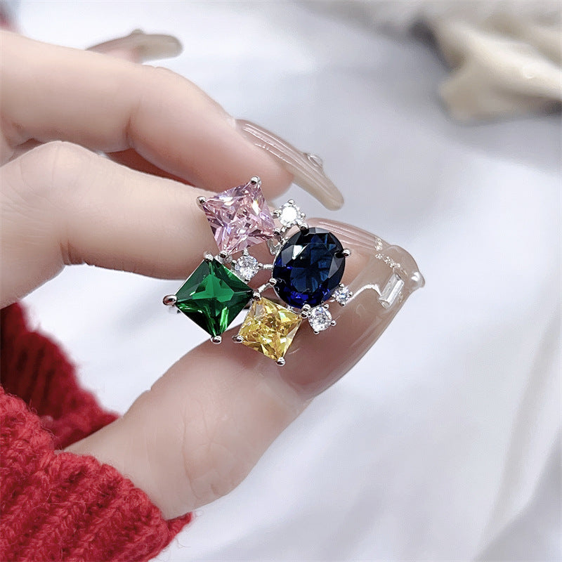 Wholesale Multi-Shape Cluster Silver CZ Copper Anti Tarnish Fancy Ring