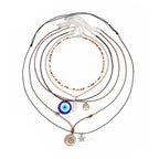 Star Moon Evil Eye Beads Silver Layer Necklace Pendant Chain Bulk