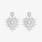 Luxury Floral CZ Silver Plated Copper Chandelier Drop Earrings Bulk