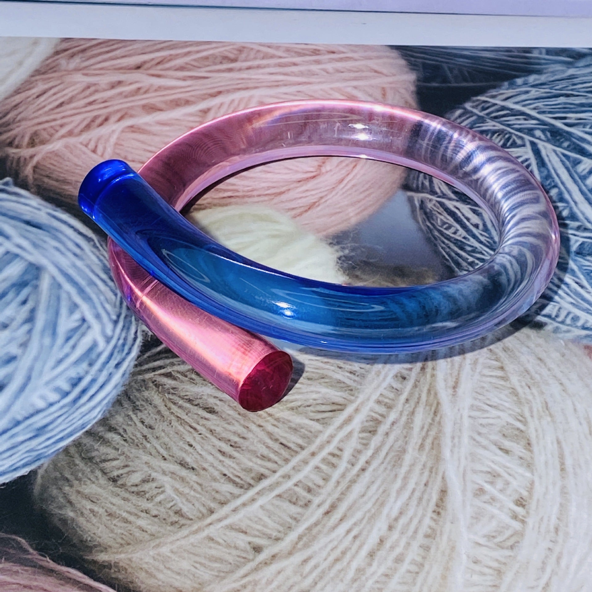 Multicolour Acrylic Resin Yellow Blue Purple Transparent Kada Bangle Bracelet For Women Main image
