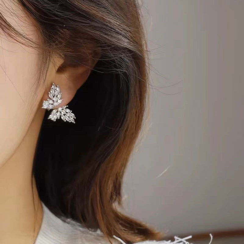 Wholesale Butterfly Silver Plated CZ Anti Tarnish Copper Stud Earrings