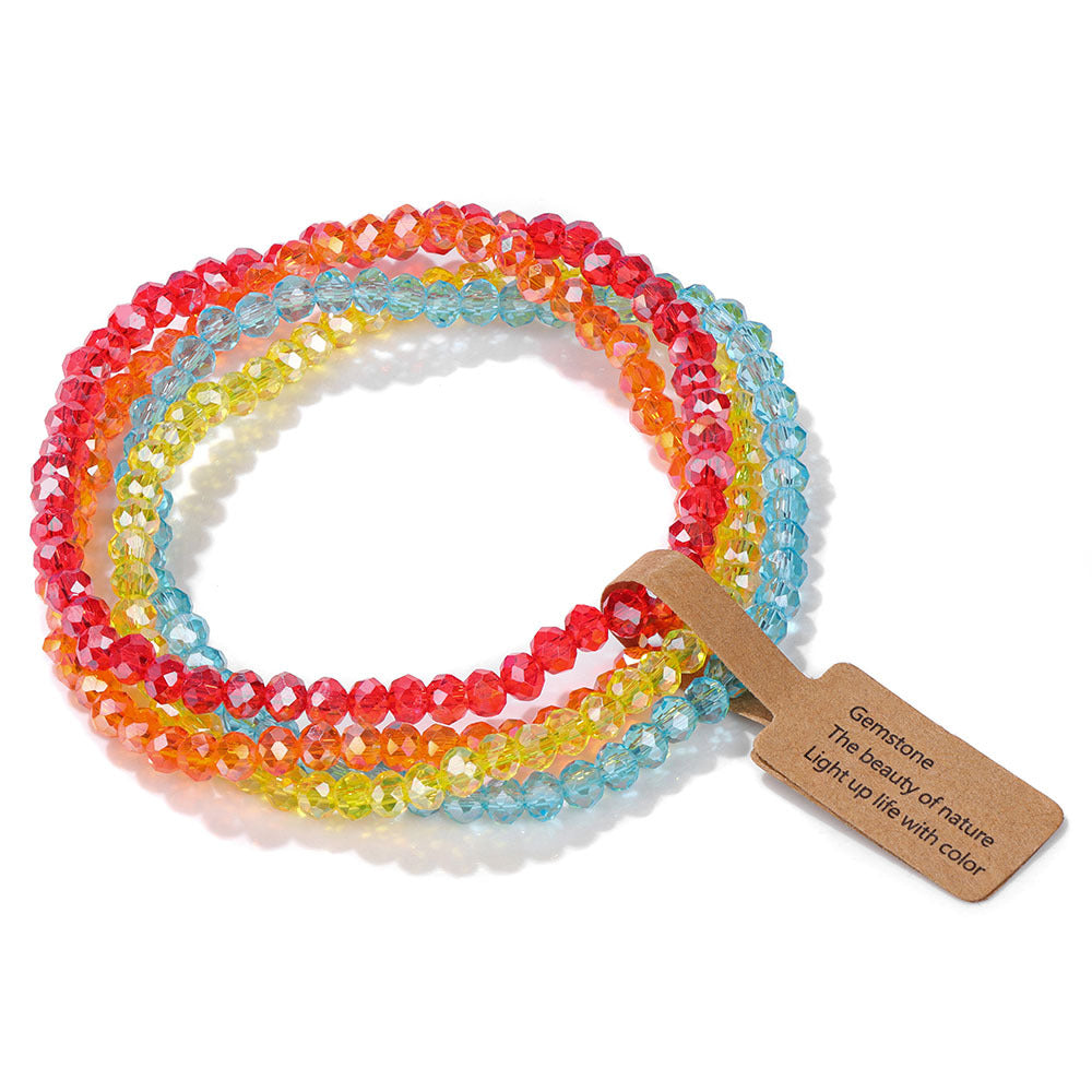 Triple Layer Multicolor Beads Adjustable Layer Stackable Bracelet Bulk