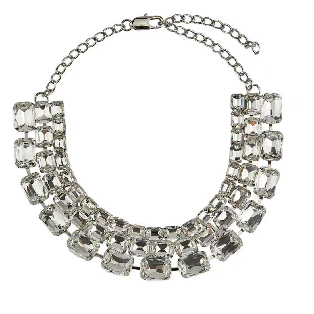 Rhinestones Solitaire Silver Gold Anti Tarnish Layer Necklace Bulk Secondary image