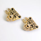 Wholesale Leopard Head Style Gold Silver Rhinestone Brass Button Cover