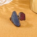 Red Blue Gemstone Crystal Adjustable Ring For Women Bulk