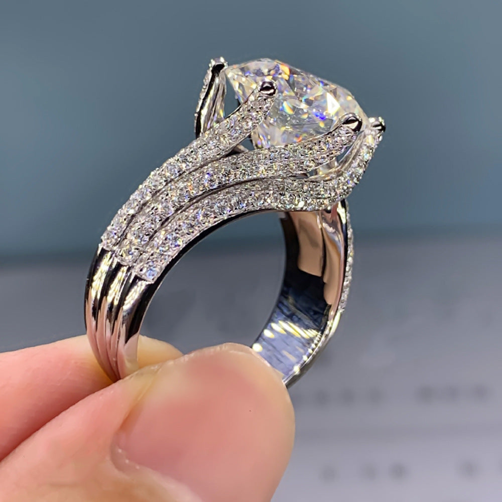 Round Solitaire Cubic Zirconia Silver Anti Tarnish Free Size Ring Bulk