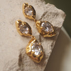 Designer Organic Shape Gold CZ Anti Tarnish Copper Drop Earrings Bulk