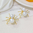 Spider Pearl 18K Gold Anti Tarnish Stud Earring For Women Bulk