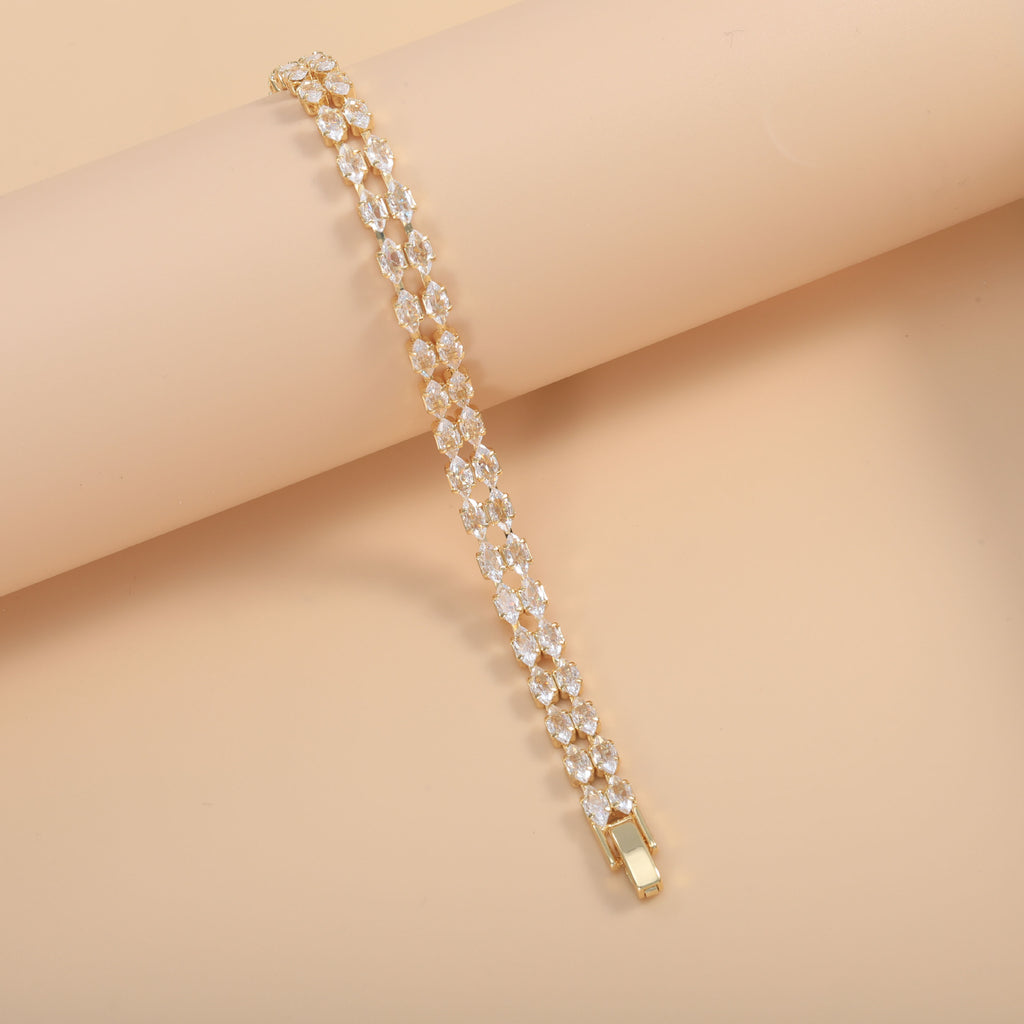 Bulk Elegant Marquise Link Tennis Gold Silver Plated CZ Copper Bracelet
