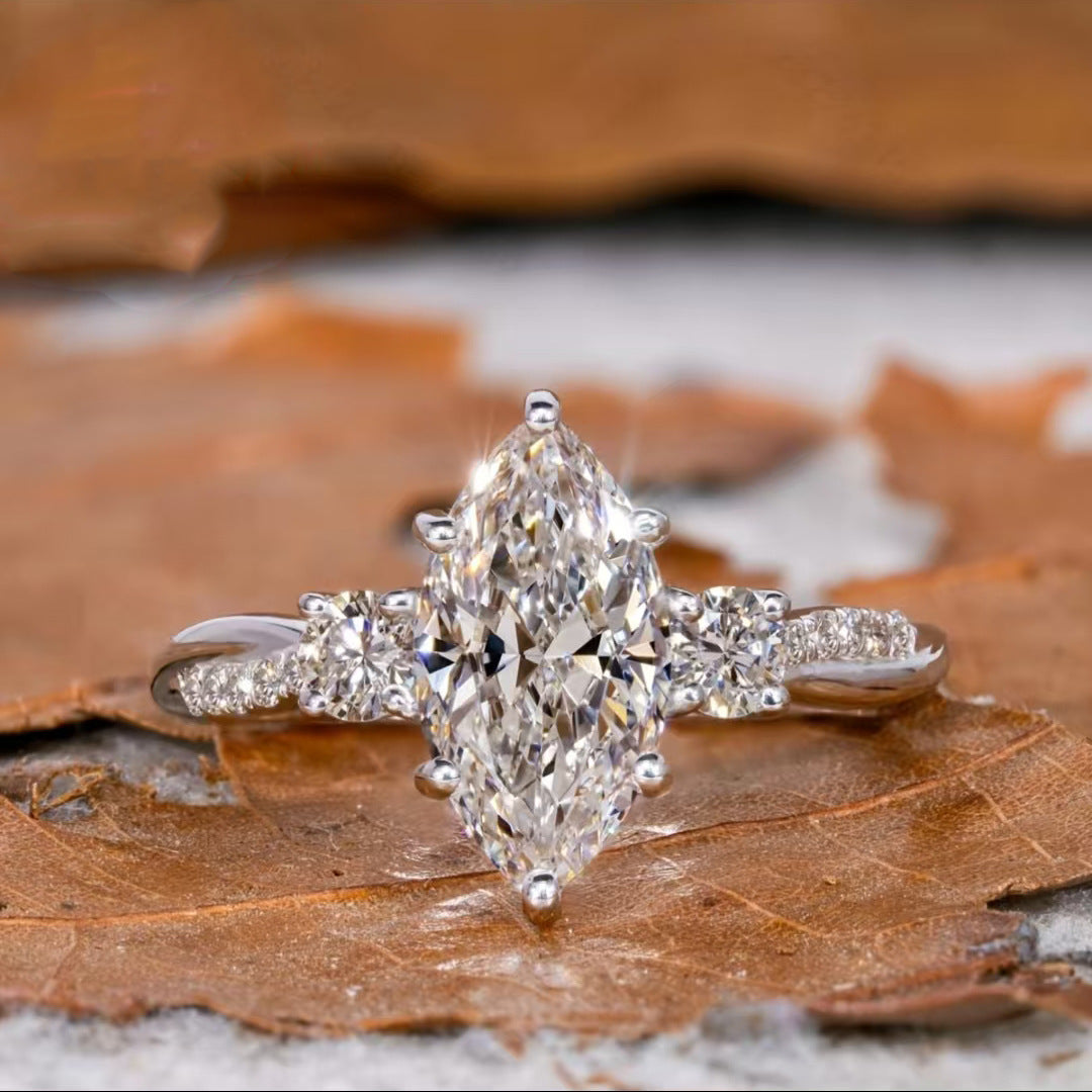Oval Solitaire Silver Cubic Zirconia Anti Tarnish Ring For Women Bulk