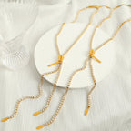 Stylish Zipper Style Gold CZ Anti Tarnish Stainless Steel Necklace Bulk