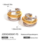 Two Tone 18K Gold Silver Anti Tarnish Stainless Steel Ear Cuff Earring For Women