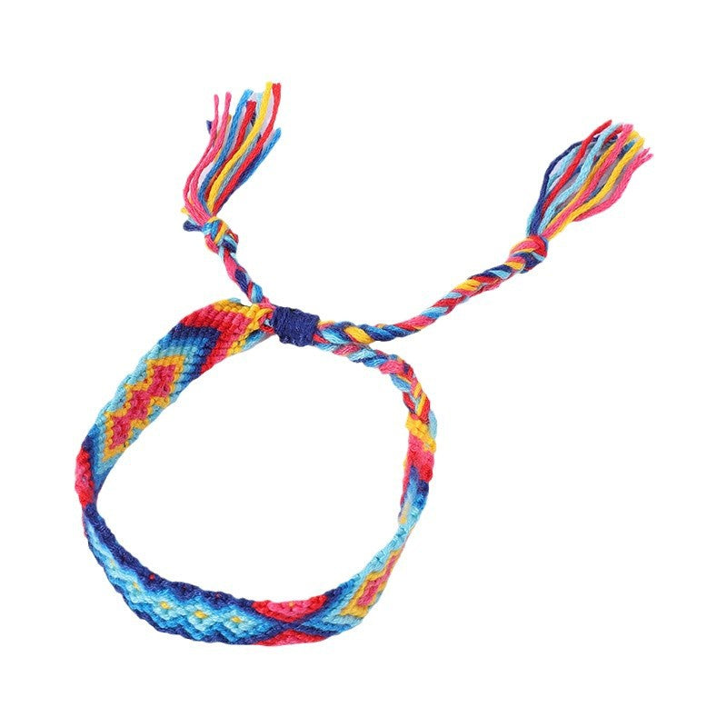 Bohemian Rainbow Braided Threads Adjustable Bracelet For Women Bulk
