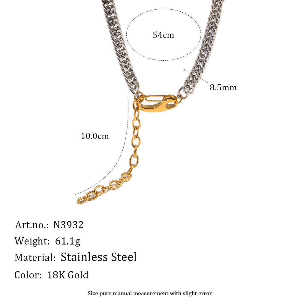 Gold Silver Links Cuban Anti Tarnish Stainless Steel Necklace Women Bulk