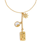 Moon Sun Star Evil Eye 18K Gold Stainless Steel Charm link chain Necklace For Women