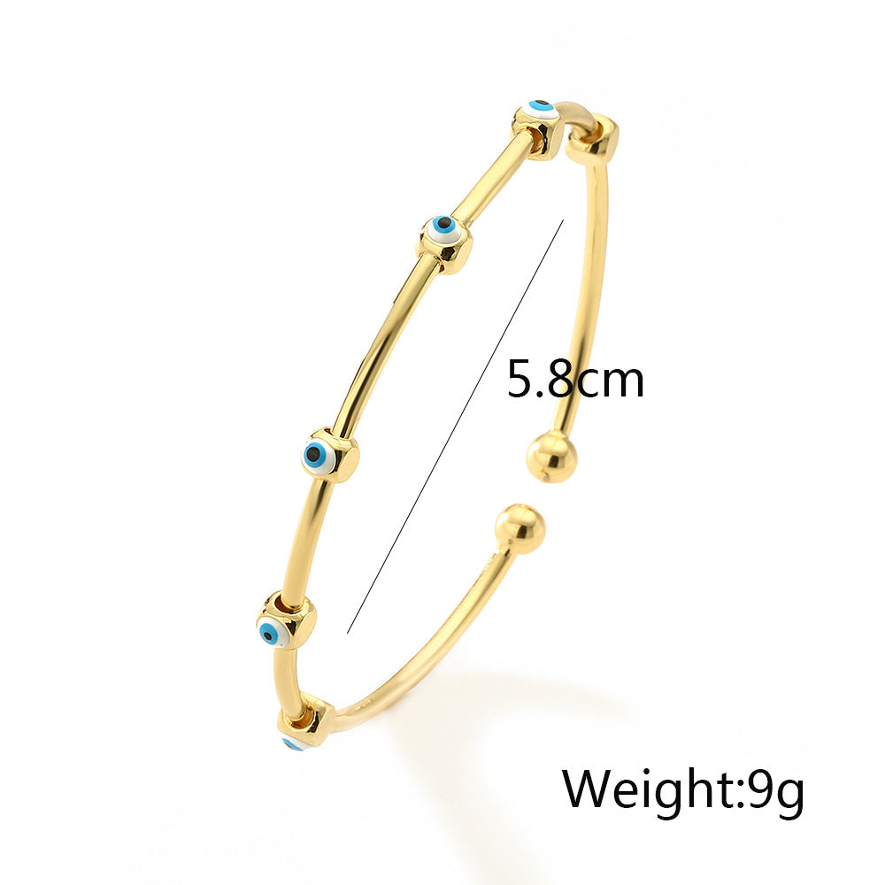 Wholesale Evil Eye Gold Plated Beads Anti Tarnish Copper Cuff & Kada