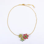 Multi Color Floral Designer Gold CZ Copper Necklace Combo Set Wholesale
