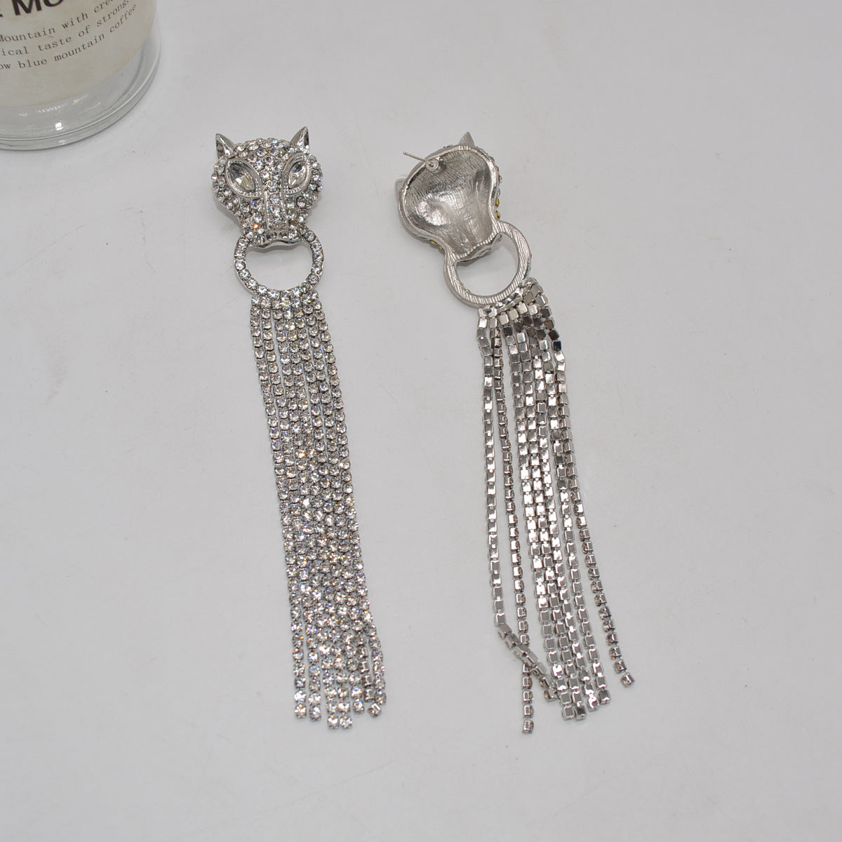 Long Panther Cubic Zirconia Silver Dangler Tassel Earring Women Bulk