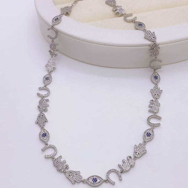 Evil Eye Hamsa Elephant 18K Gold Silver CZ Anti Tarnish Necklace Bulk Secondary image