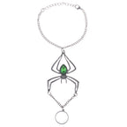 Wholesale Green Black Spider Black Rhinestone Ring-Bracelet For Women