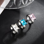 Designer Multi-Color Square Cut Silver Plated Rhinestone Toe Ring Bulk