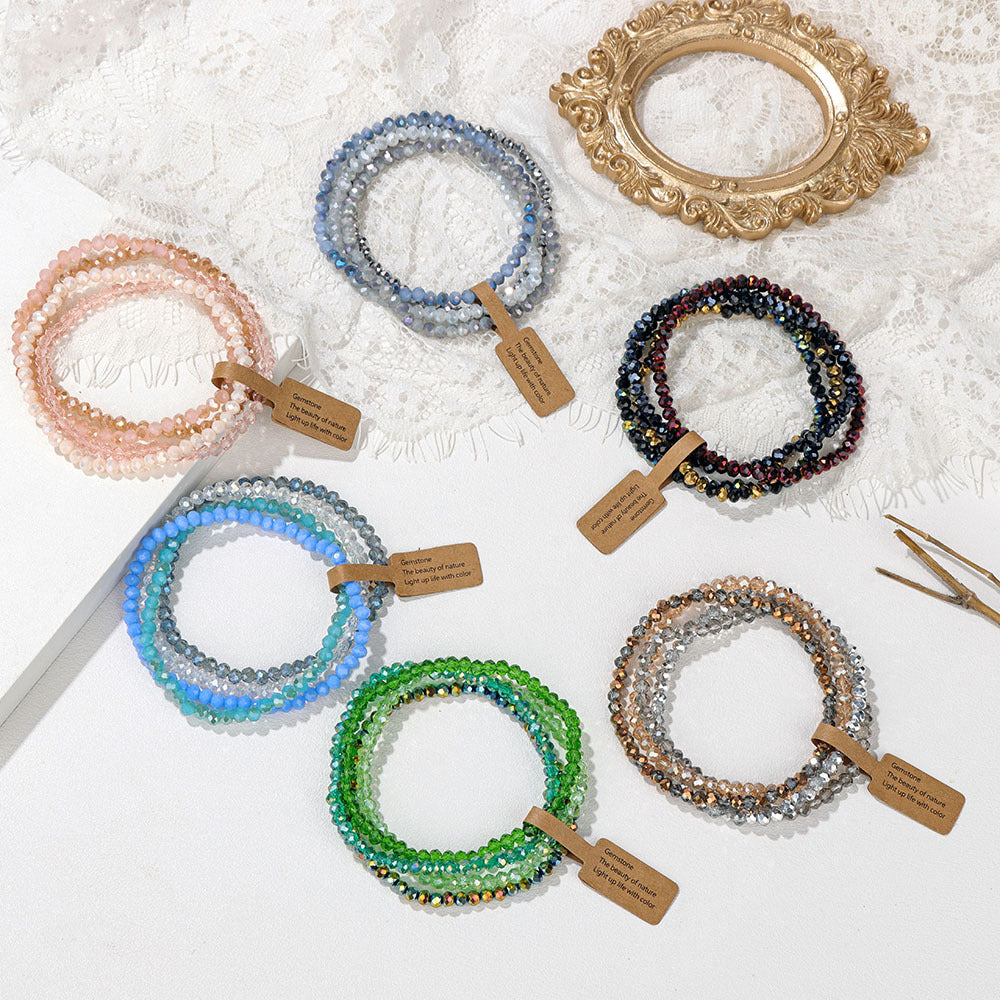 Triple Layer Multicolor Beads Adjustable Layer Stackable Bracelet Bulk