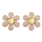 Rainbow Pearl Multi Rhinestone 18K Gold Stud Anti Tarnish Earring Bulk