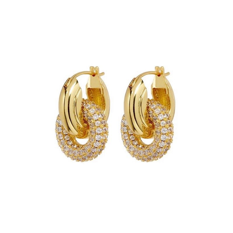Bulk Circle Gold Plated CZ Stainless Steel Anti-Tarnish Hoop Earrings Secondary image