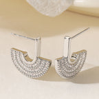 Half Round CZ 18K Gold Silver Anti Tarnish Hoop Earring Bulk