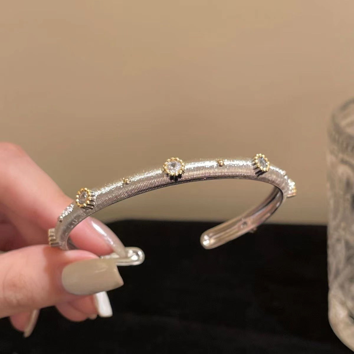 18K Gold Silver CZ Anti Tarnish Bangle Cuff Kada Bracelet Bulk