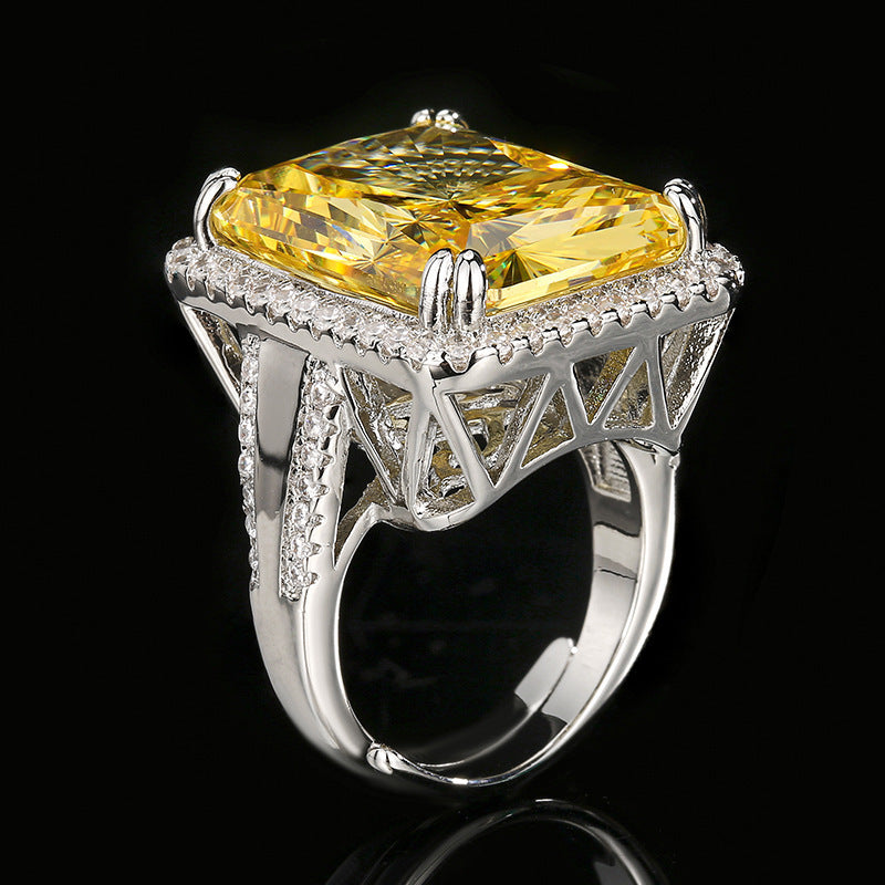 Premium Square Cut Silver Plated CZ Copper Anti Tarnish Fancy Ring Bulk