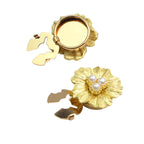 Bulk Flower Petals Gold Silver Pearl Brass Anti Tarnish Button Cover