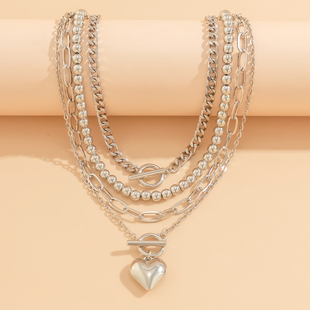 Heart 18K Gold Silver Anti Tarnish Layer Link Chain Necklace Bulk