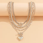 Heart 18K Gold Silver Anti Tarnish Layer Link Chain Necklace Bulk
