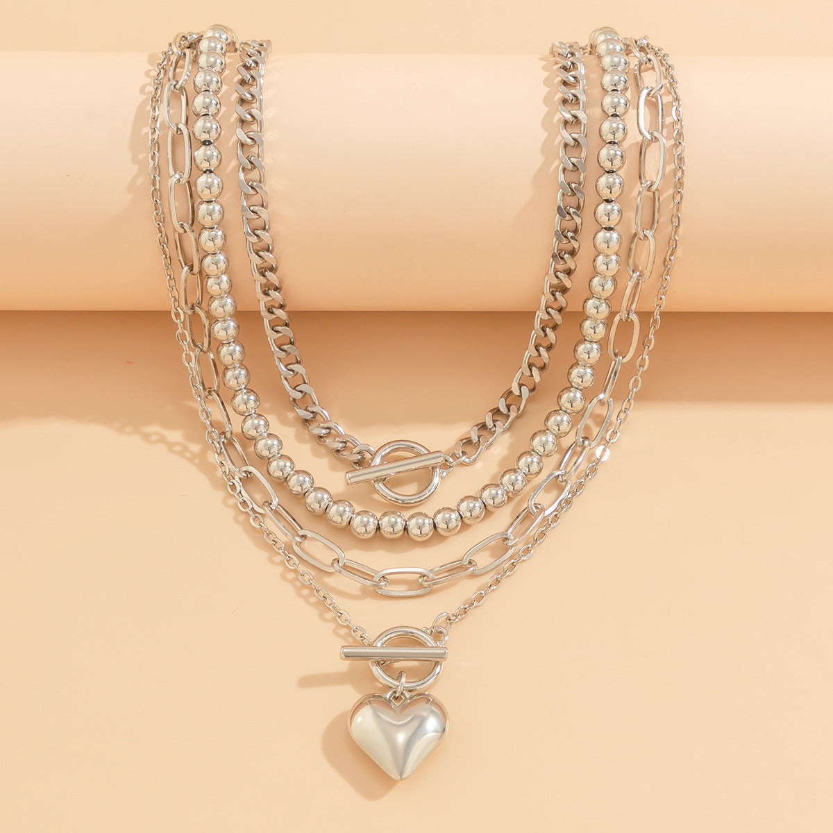 Heart 18K Gold Silver Anti Tarnish Layer Link Chain Necklace Bulk