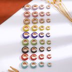 Cubic Zirconia Multi Gemstone 18K Gold Anti Tarnish Stud Ear Cuff Earring Pack Of 4 For Women